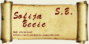 Sofija Becić vizit kartica